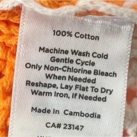 Talbot's Pull Over Open Weave Striped Cotton Sweater Side slits Orange plus 2X - Picture 7 of 8